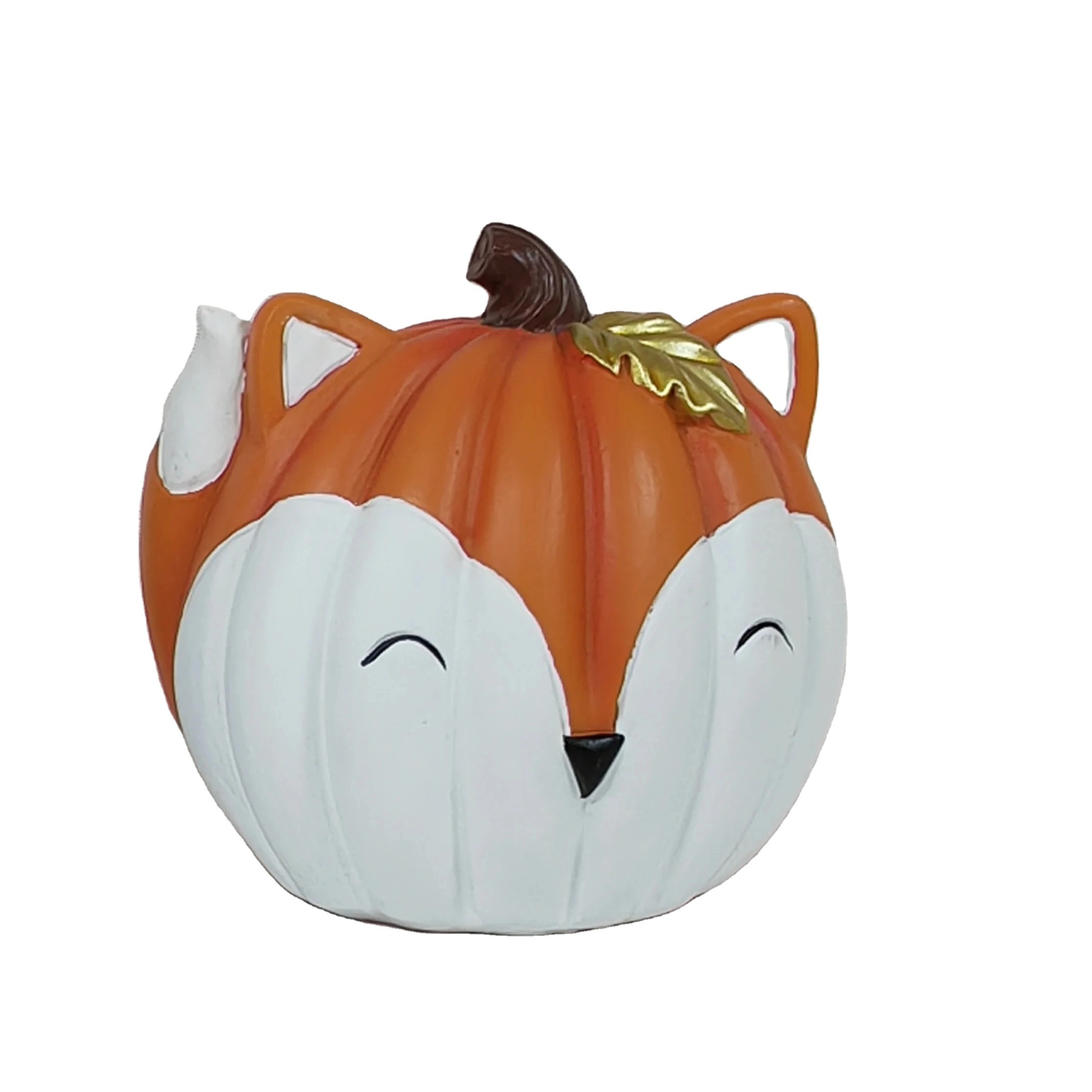 Harvests Fall Thanksgiving Halloween Fox Head Large Pumpkin Figurine /Statue