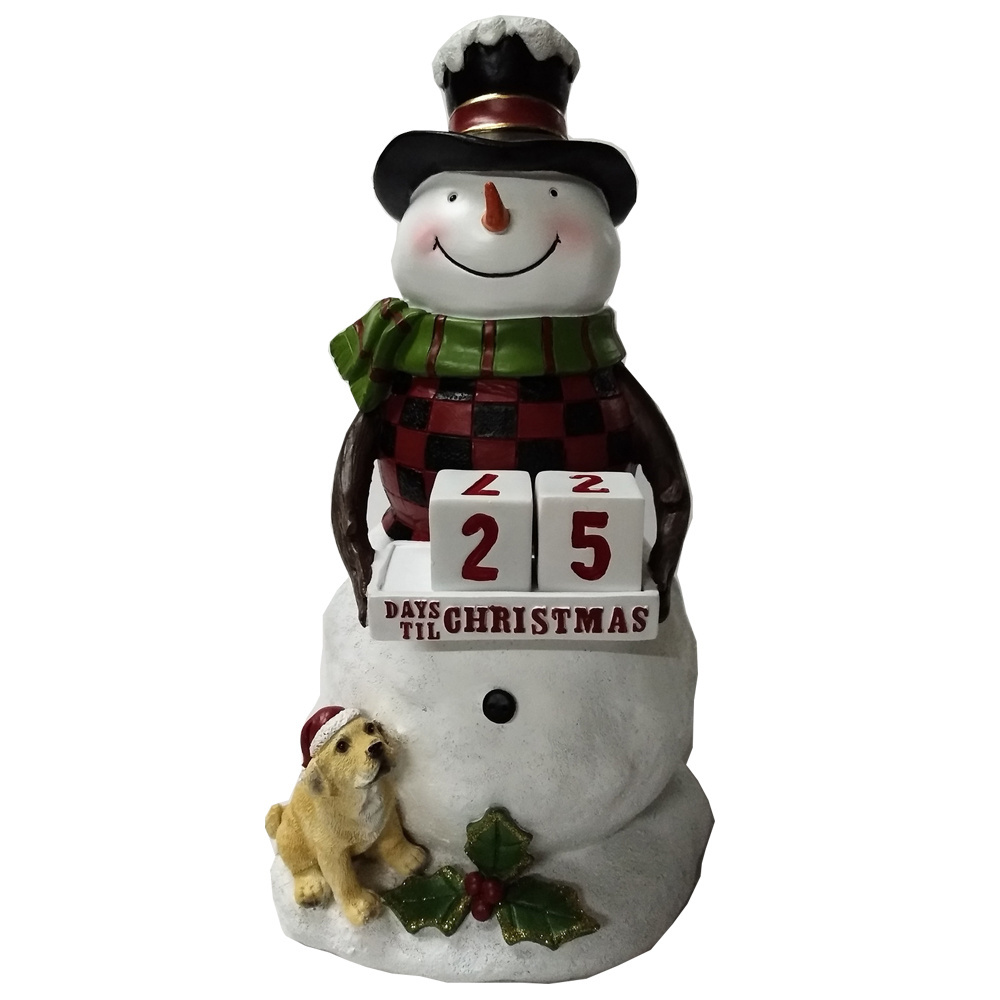 Christmas Indoor Snowman Figurine with XMAS Date Calendar Figurines Winter for Table Top Centerpiece Fireplace gifts and crafts