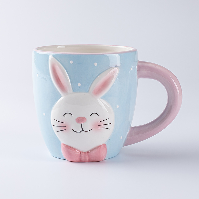 Popular Ceramic Rabbit Mug,rabbit head shape cup,ceramic 3d animal mug