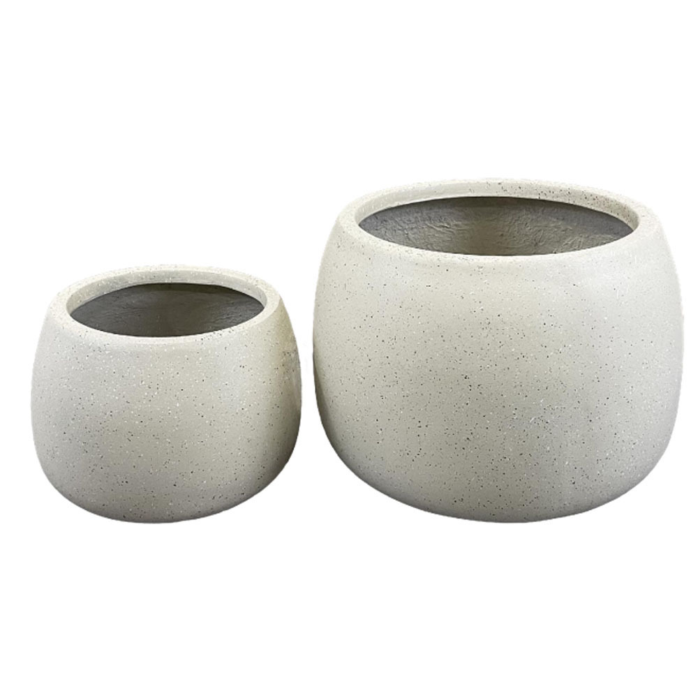 Lightweight Concrete Outdoor Round Bowl Planter, Outdoor/Indoor Large Planters Pots with Drainage Hole for Garden