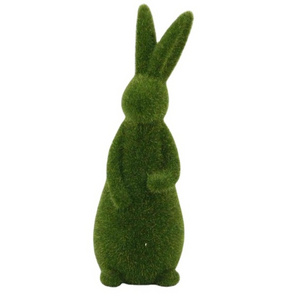 Great Easter Egg Hunt Furry Flocked Bunny Rabbit Easter Decor for an Easter Celebration or Children's Party, Green