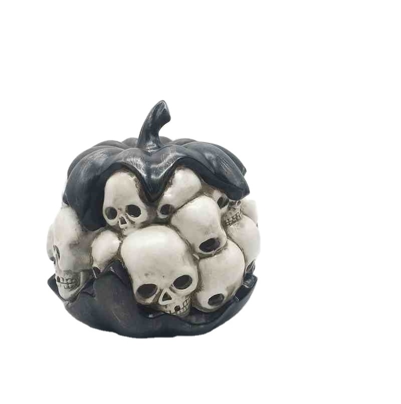 Halloween 5.7 Inches Skull Orange Pumpkin Lamp, Jack-o'-Lantern Halloween Pumpkin Lantern Fall Decor