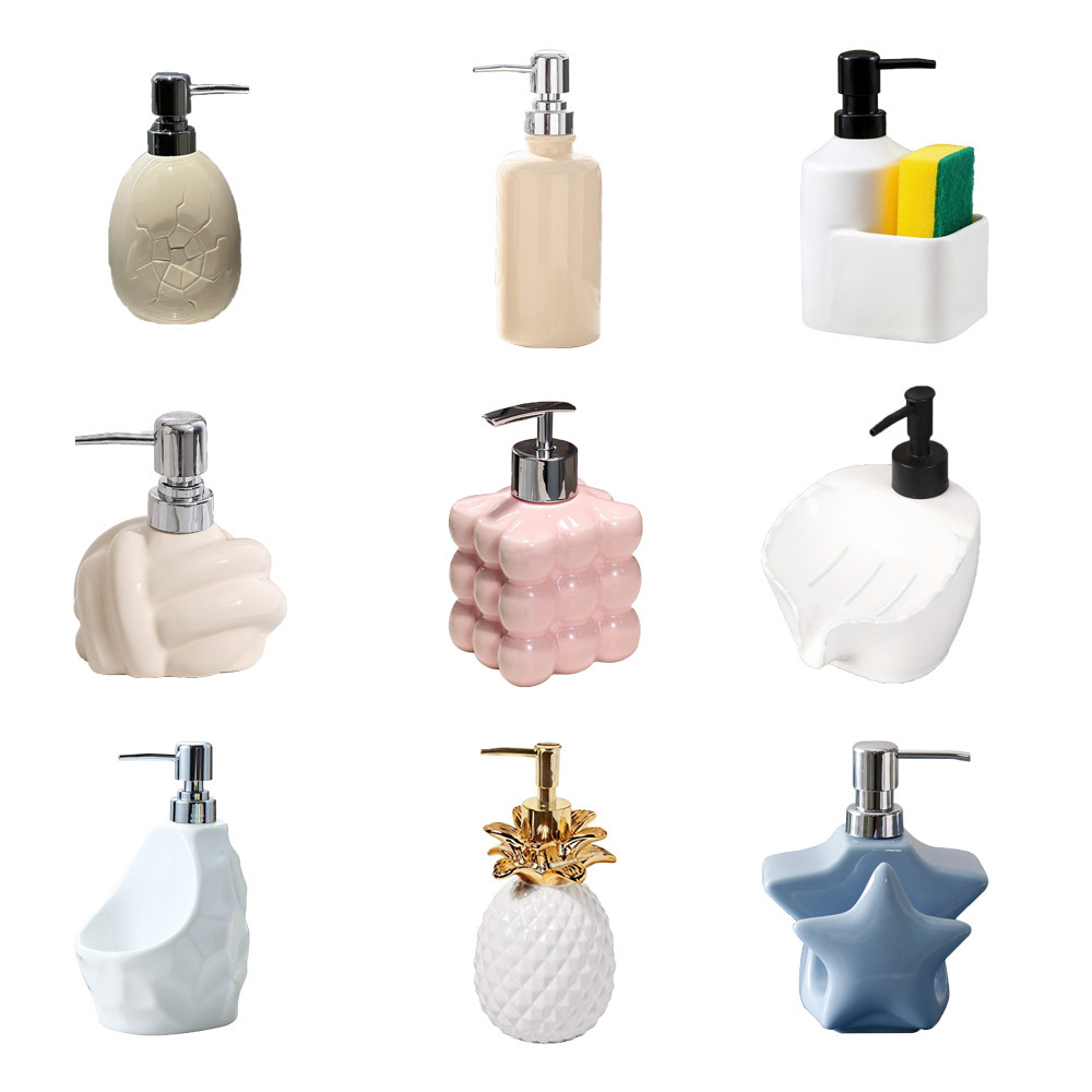 Kitchen Soap Dispenser with Sponge Holder,  Multi-style Ceramic Cartoon Animal Soap Dispenser,  liquid  lotion Soap dispenser