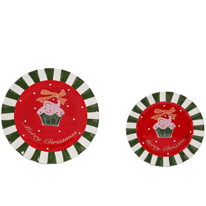 Christmas Cup Cake shaped ceramic Cookie Plates /Serving Platter /Candy Plate