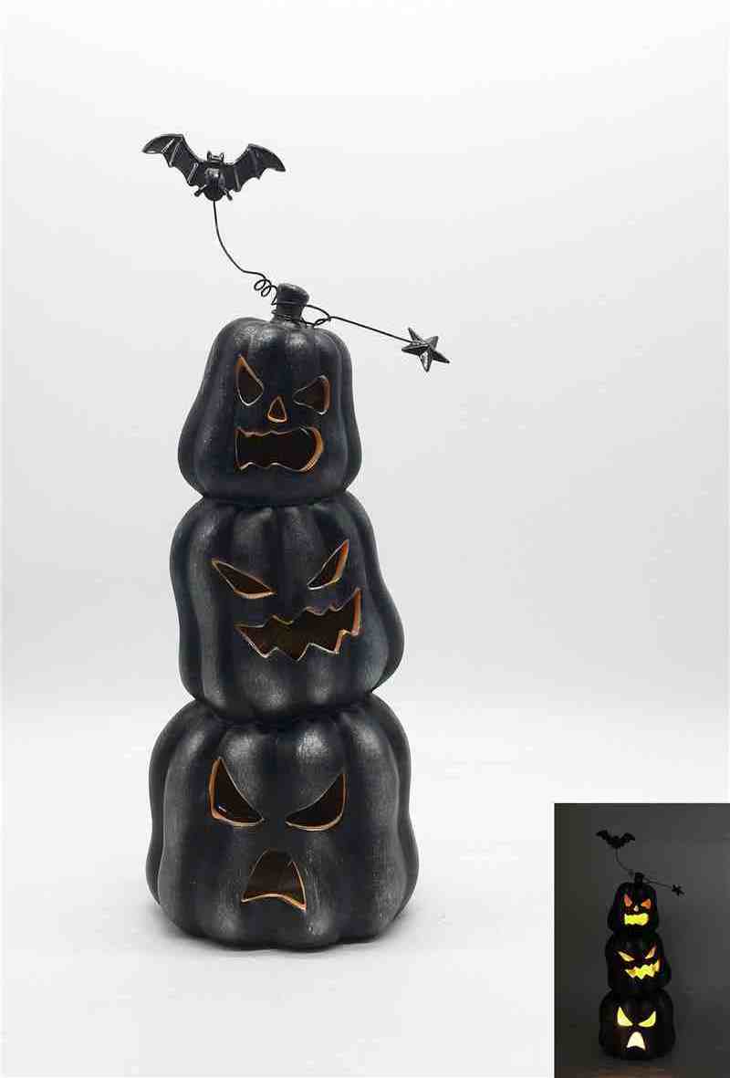 Stacked Ceramic Pumpkin Tealight Holders, Assorted