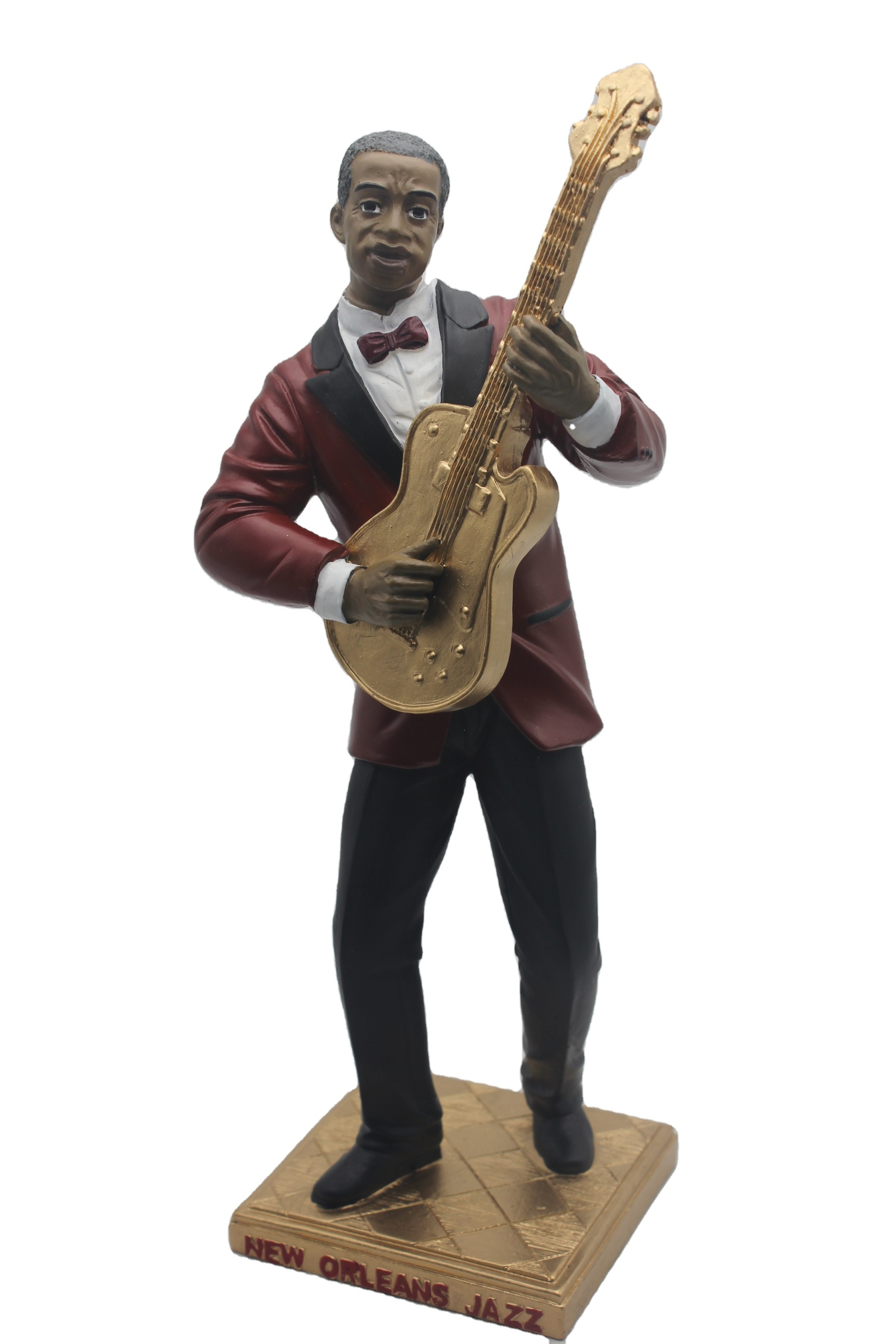 Custom shape Hand Painted Polyresin musical Jazz Figurine, African american Musician figurines, resin Saxophonist statue