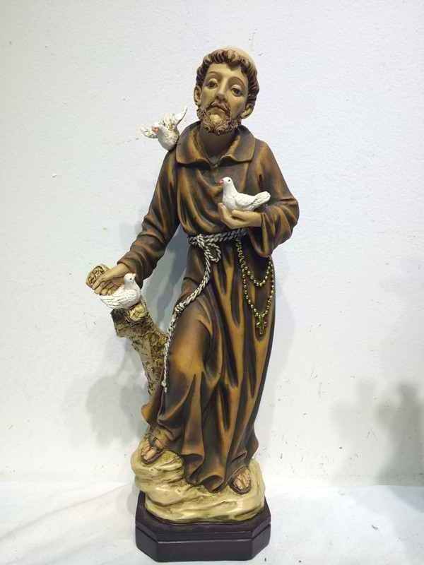 Hand painted Resin Saint Francis Religious Christian Catholic Statue