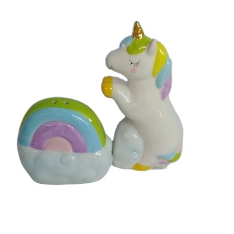 Joinste- personalized ceramic unicorn shape salt and pepper shakers , novelty pepper shaker custom