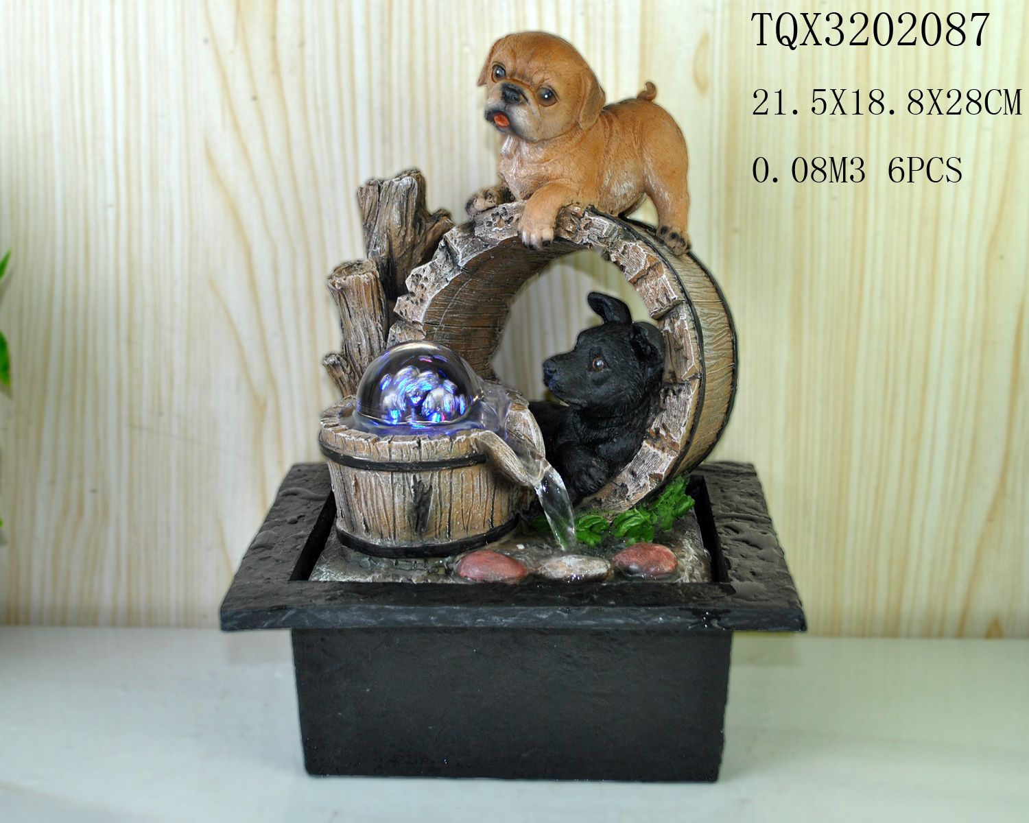 Resin Water Fall Fountain Two Dragons Frolicking with a Ball Led Light Tabletop Indoor Decorative Water Fountain