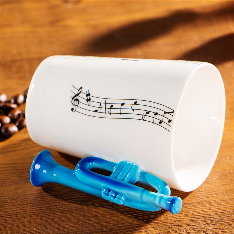 Trumpet Handle Ceramic Coffee Mug cup, Custom musical instruments Mug