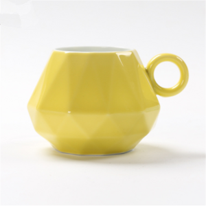 Joinste- Diamond  shape coffee  mug cup  ceramic  yellow glazed  coffee mug and cup