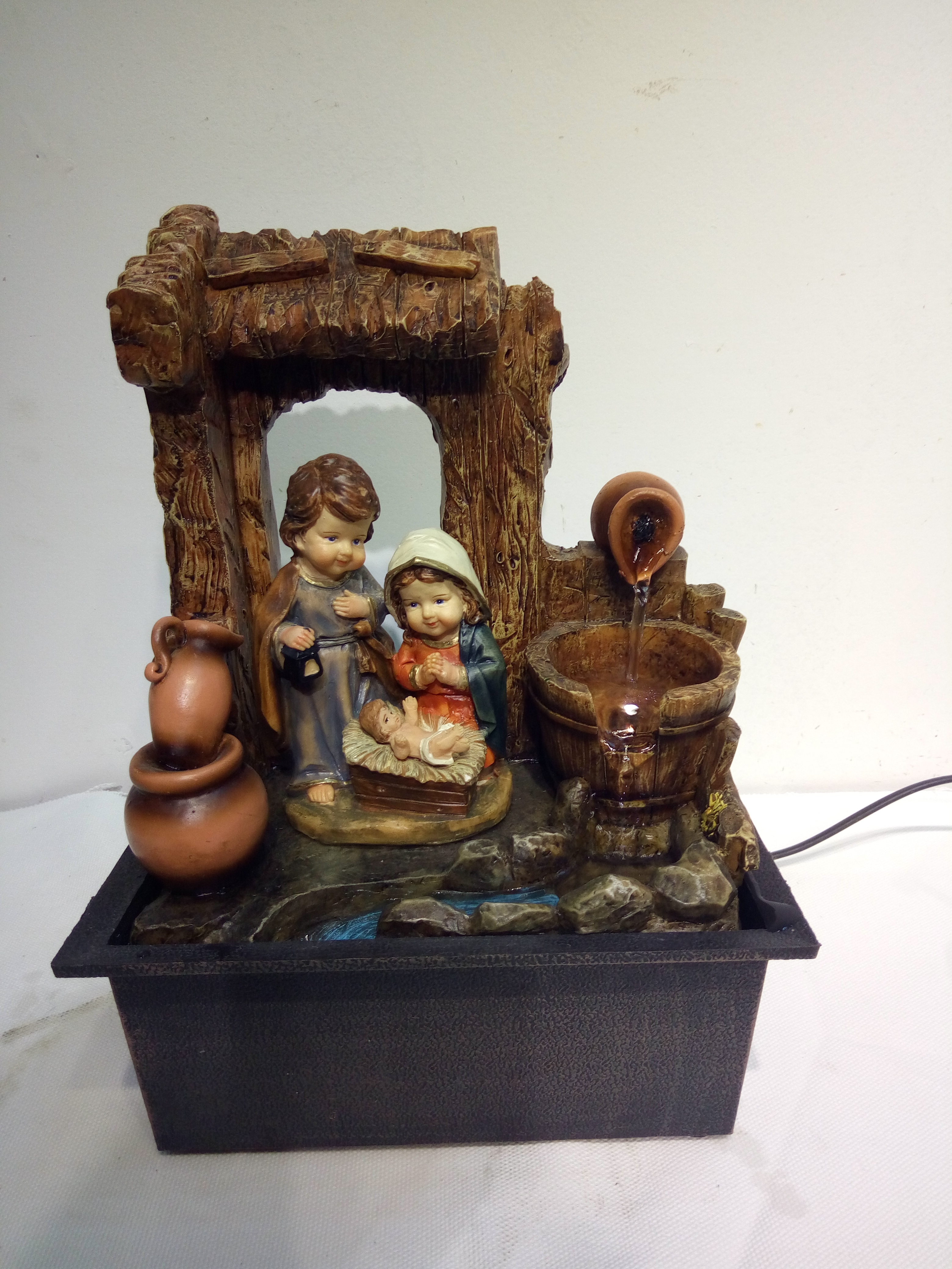 Wholesale Virgin Mary Water Fountain Holly Family Nativity Waterfall