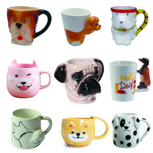 Custom 3D Dog Ceramic coffee Mug, Puppy Porcelain milk cup