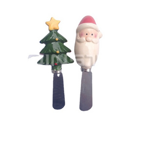 Custom Ceramic New Wholesale Tree and Santa Claus Head christmas butter spreader