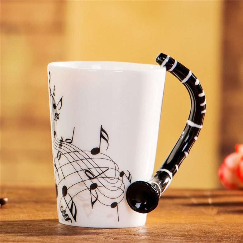 Trumpet Handle Ceramic Coffee Mug cup, Custom musical instruments Mug