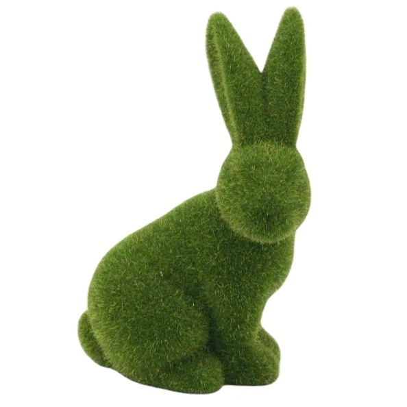 Easter Bunny Statues Furry Flocked Animal Resin Ornaments Rabbit for Home, Party, Office Desk Gifts & Crafts