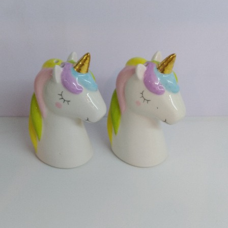 Joinste- personalized ceramic unicorn shape salt and pepper shakers , novelty pepper shaker custom