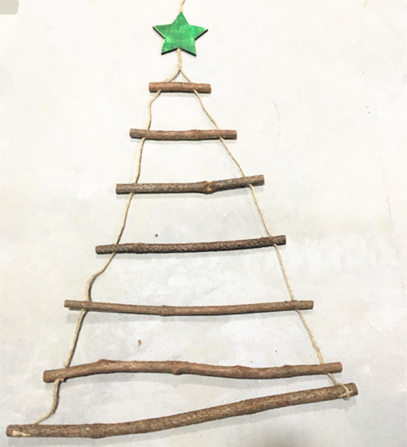 NEW Natural primitive wooden wall   christmas tree ,wood twig  christmas tree ladders