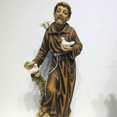 Hand painted Resin Saint Francis Religious Christian Catholic Statue