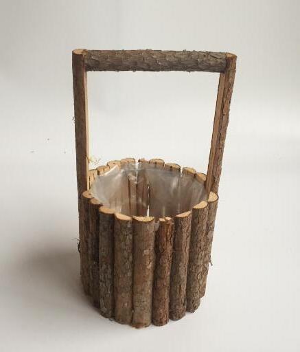 NEW Customized Wooden vertical bark garden  planters ,wood fir bark flower baskets