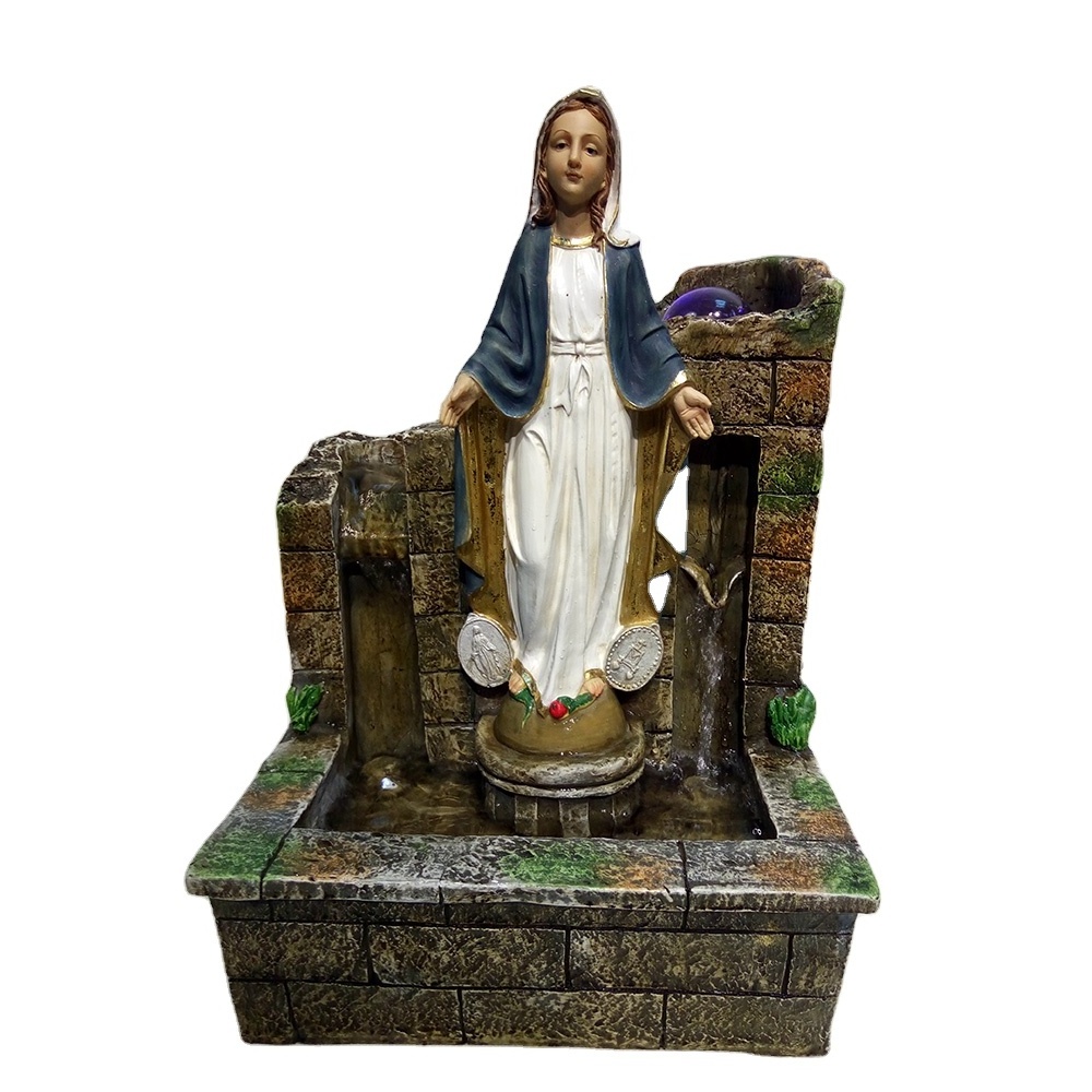 Wholesale Virgin Mary Water Fountain Holly Family Nativity Waterfall