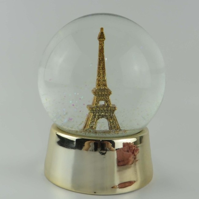 Custom Souvenir Water Globes,Golden Eiffel Tower Snow Globe,Souvenir Snow Balls