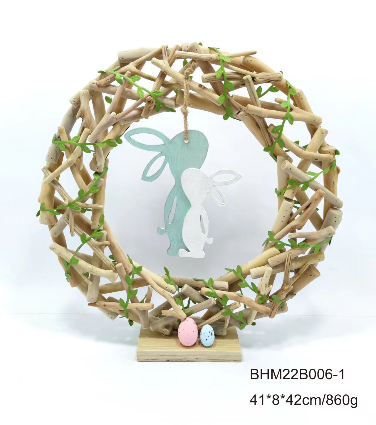 Wood Easter Ring Decoration; Driftwood Easter Ring Decoration with Bunny gifts and crafts