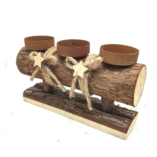 New Custom Christmas pine wood bark rustic votive candle holder