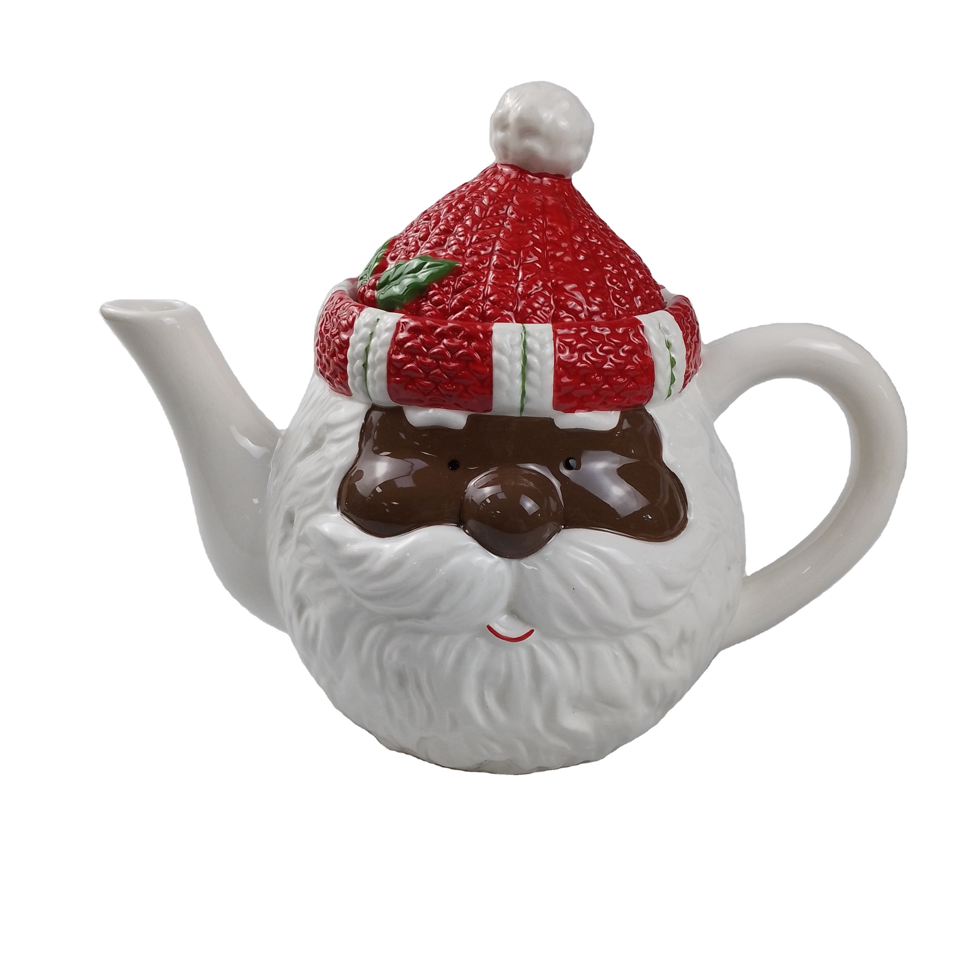 Hand painted Black Brown Face Christmas Santa Claus Ceramic tea pot, 3D Porcelain Teapot at any shape & size & Color