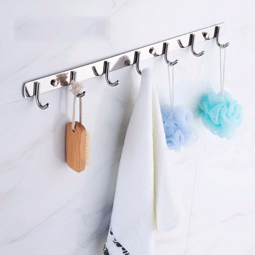 Stainless Steel Bathroom Kitchen Wall Mount Cloth Towel Coat Rail Hanger Hook Rack