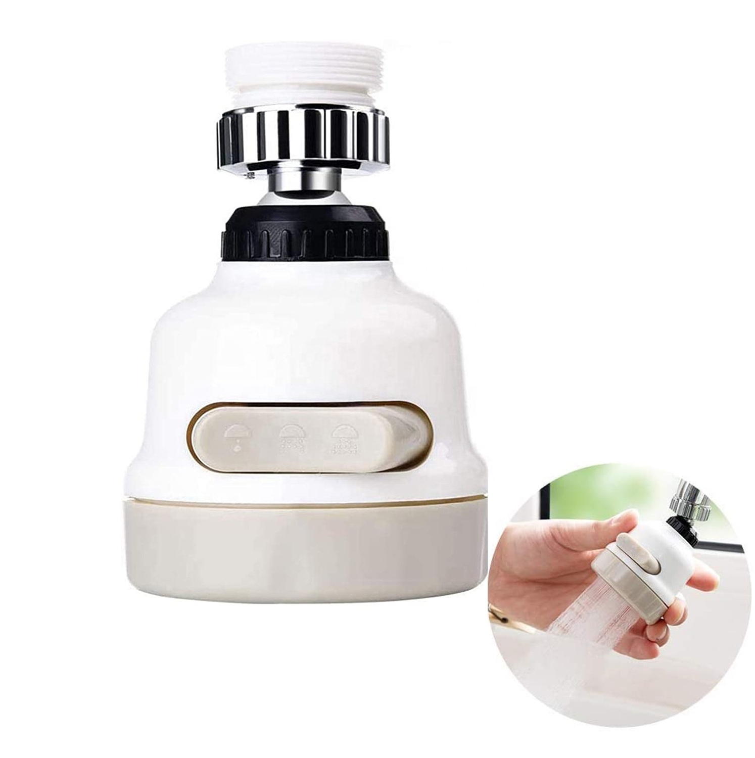 3 Ways Adjustable 360 Swivel Rotatable Kitchen Aerator Sink Tap Anti-Splash Water Saving Sprayer Filter Nozzle Head Faucet