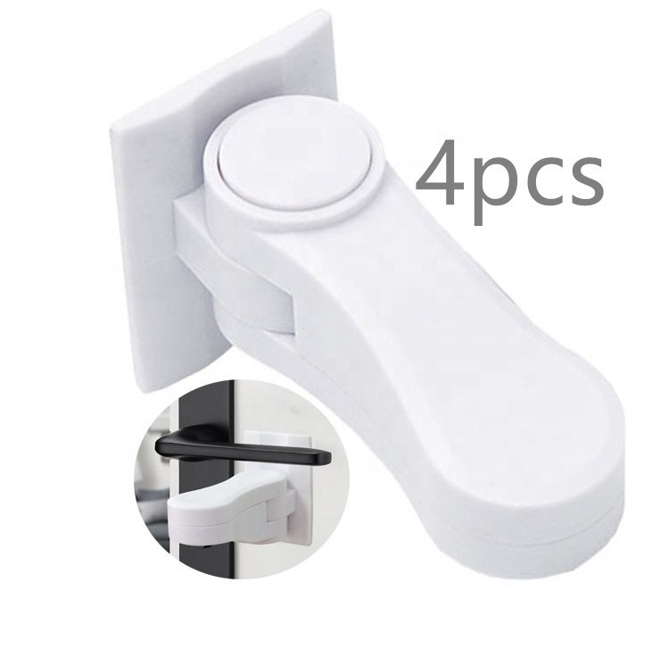 4 Pack Adhesive Kids Child Safety Proof Door Handle Lever Locks