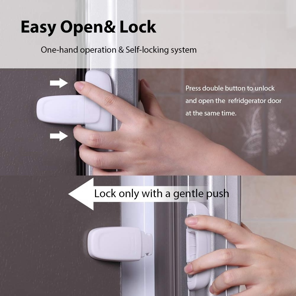 2 Counts Toddler Kids Child Safety Proof Cabinet Refrigerator Fridge Freezer Door Latch Lock