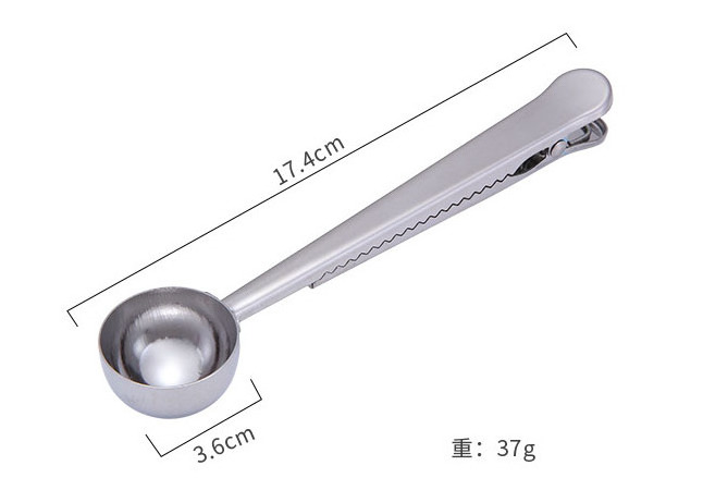 Stainless Steel Tea Coffee Measuring Spoon Scoop Bag Clip