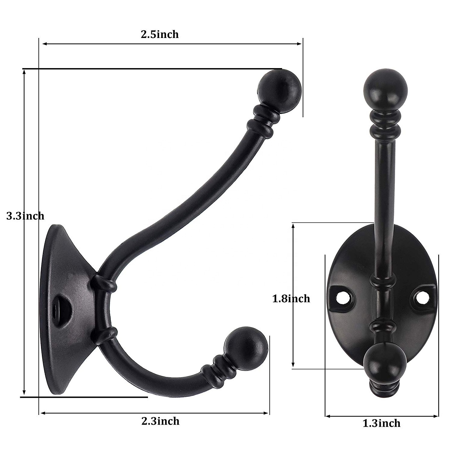 Dual Rustic Vintage Cast Iron Wall Mount Screw Bags Scarf Towel Coat Robe Hat Holder Hanger Hook