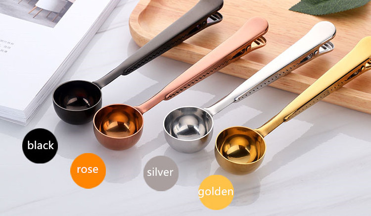 Stainless Steel Tea Coffee Measuring Spoon Scoop Bag Clip