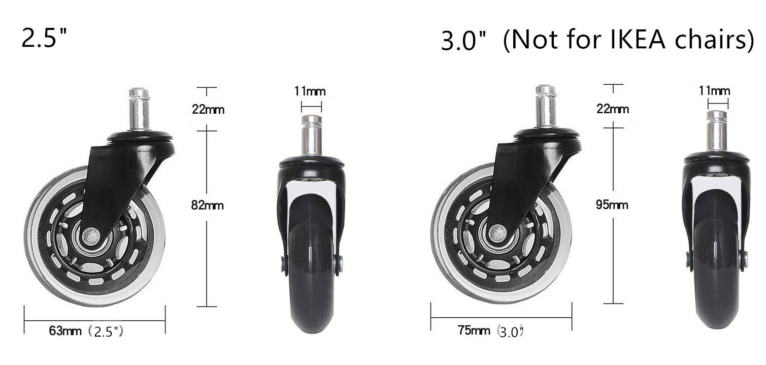 Removable Universal Office Chair Safe Quiet Silent Replacement Rolling Caster Wheels