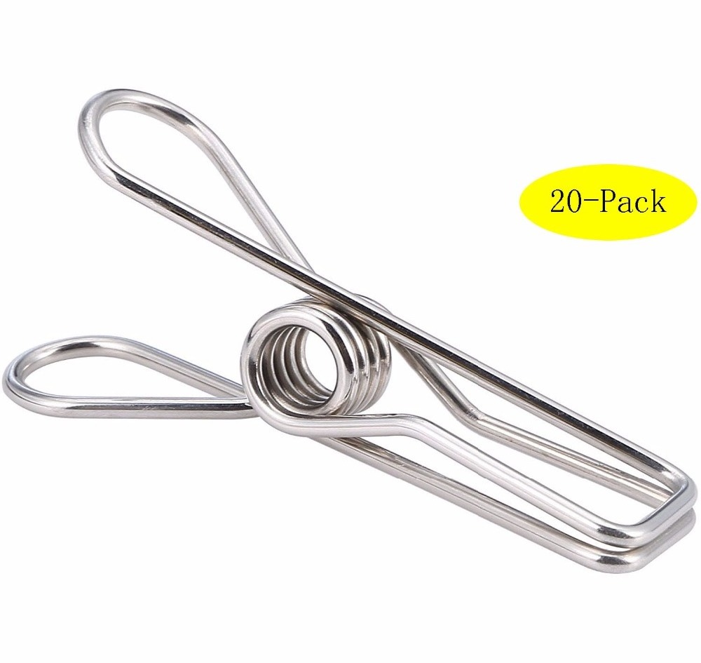 20-Pack Mini Multipurpose Windproof Stainless Steel Utility Wire Clothespin Clip