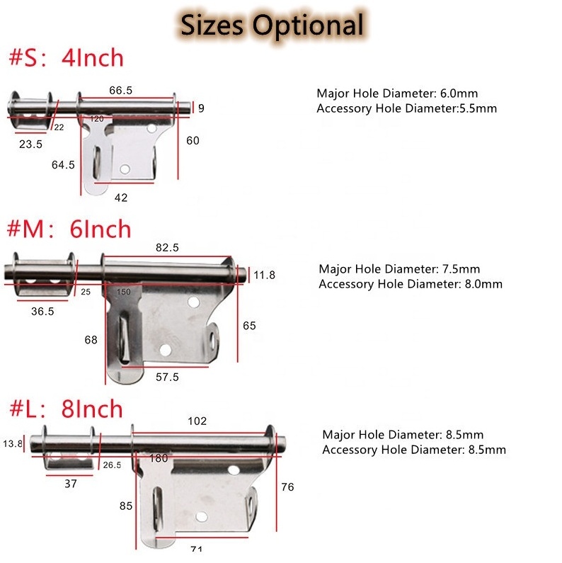 REAL 304 Stainless Steel Sliding Safety Door Lock Barrel Bolt Gate Latch