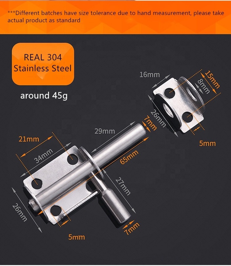 REAL 304 Stainless Steel Sliding Barrel Door Security Bolt Lock Latch