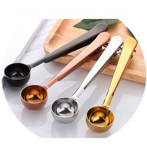 Stainless Steel Tea Coffee Measuring Spoon Scoop Bag Clip