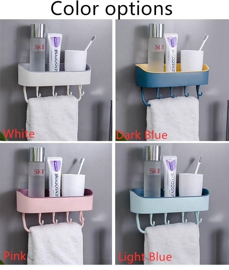 No Drill Sticky Adhesive Toilet Bathroom Wall Mount Storage Caddy Basket Organizer Rack Shelf