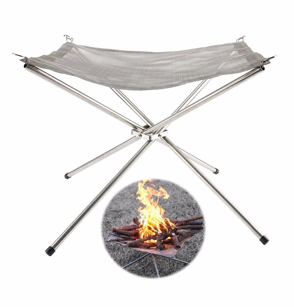 Portable Folding Collapsable Outdoor Camping Steel Mesh Wood Burning Furnace Grill Fireplace Fire Pit