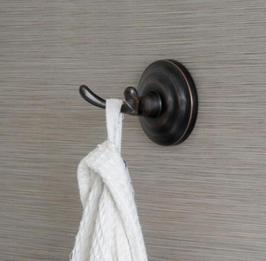 Double Prongs Wall Mounted Metal Robe Towel Coat Hook