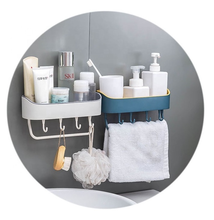 No Drill Sticky Adhesive Toilet Bathroom Wall Mount Storage Caddy Basket Organizer Rack Shelf