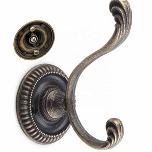 Heavy Duty Vintage Rustic Double Prong Metal Wall Mounted Hat Towel Scarf Bag Clothes Coat Robe Hanger Hook