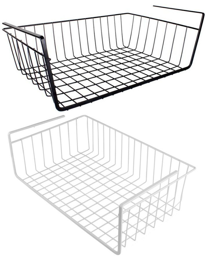 Under Shelf Sliding Organizer Wire Basket for Kitchen Cabinets Wardrobe Hanging Storage