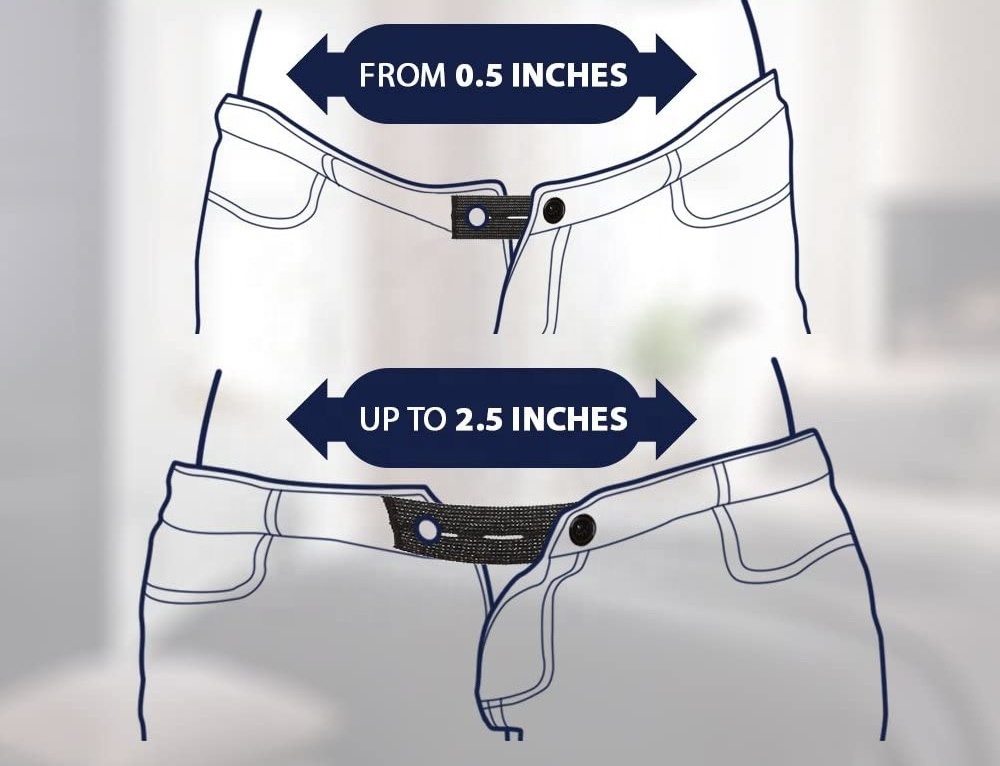 5 Pack Adjustable Elastic Jeans Pants Waist Button Extenders