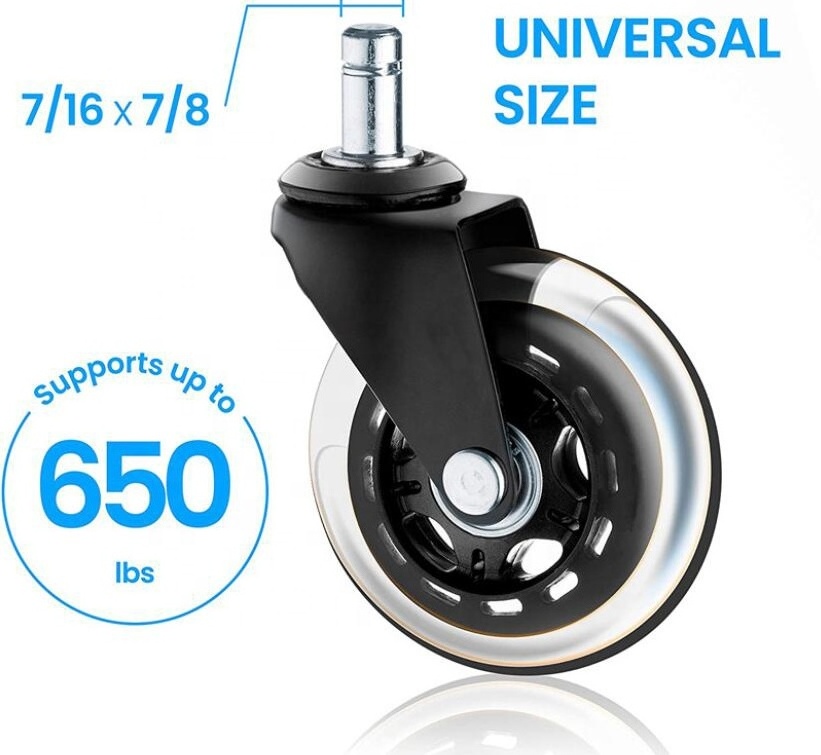 Removable Universal Office Chair Safe Quiet Silent Replacement Rolling Caster Wheels