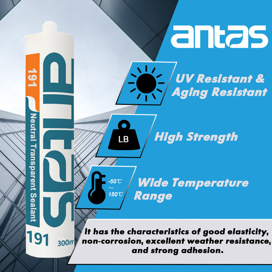 Antas-191 300 ML Glue 100% Silicone Clear High Temperature Sealant For Skylight Canopies